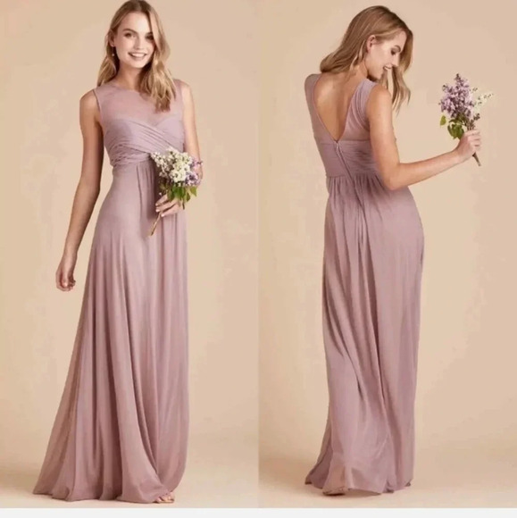Birdy Grey Dresses & Skirts - NWT Birdy Grey RYAN DRESS MESH MAUVE Bridesmaid Wedding Guest Maxi Size Small